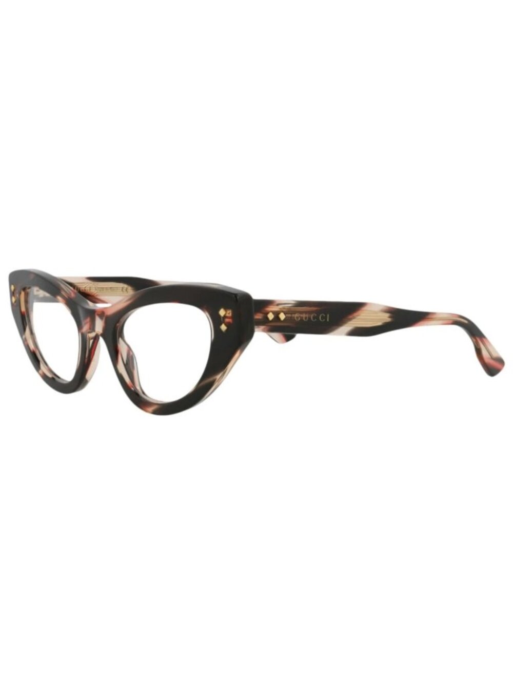 New Gucci Women's Eyeglasses Cat Eye Acetate Frame Havana Havana Transparent